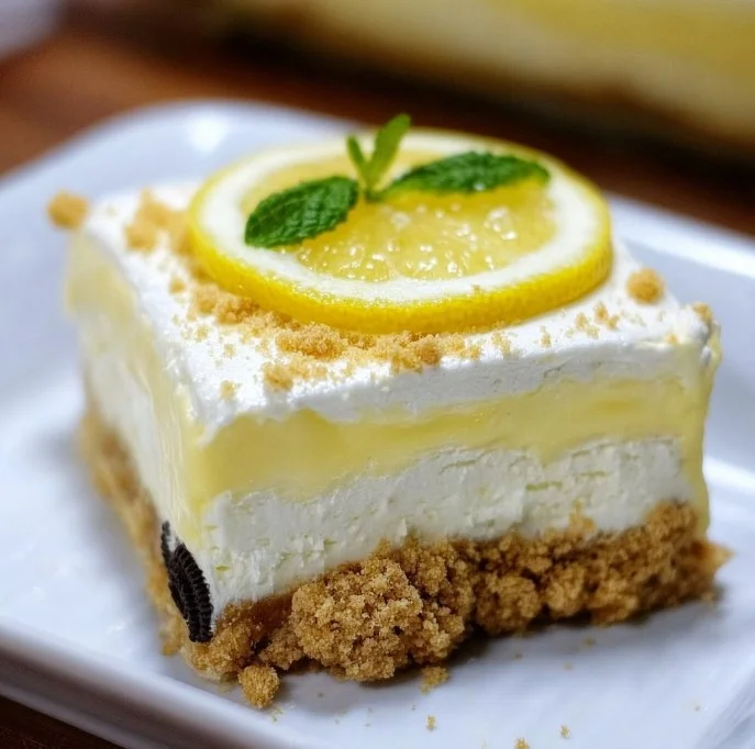 Heavenly Oreo Lemon Dessert with creamy layers and lemon zest