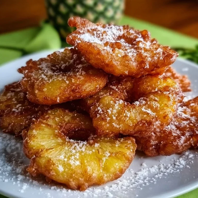 Delicious pineapple fritters served with a tropical garnish