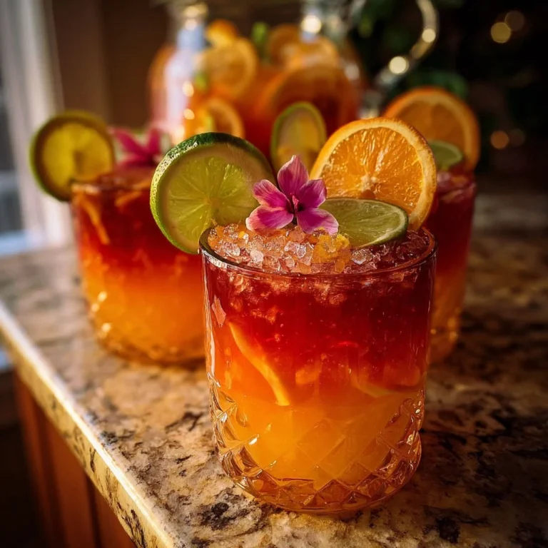 Festive holiday punch served in a glass bowl with fruit garnishes