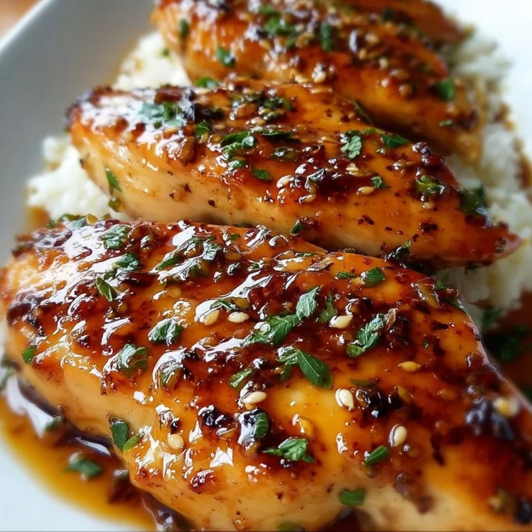 Honey Garlic Chicken Breasts served with vegetables on a plate