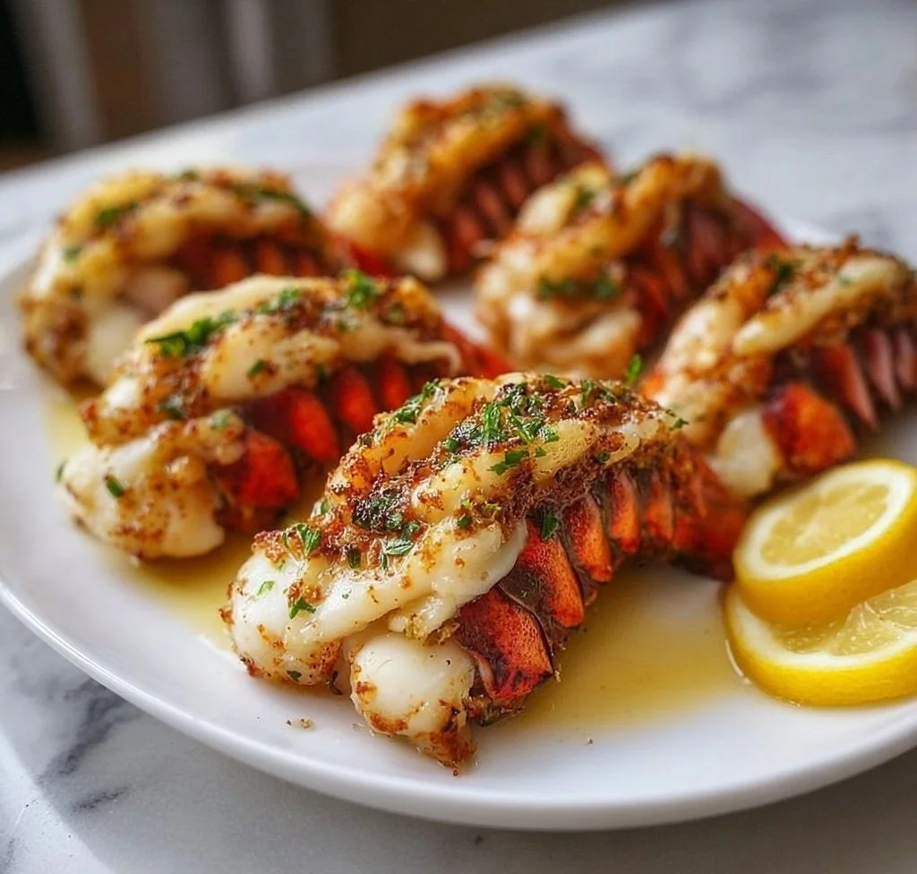 Delicious lobster tail cooked using Ina Garten's exquisite recipe.