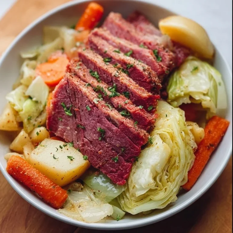 Instant Pot corned beef served with cabbage on a plate for a traditional meal.
