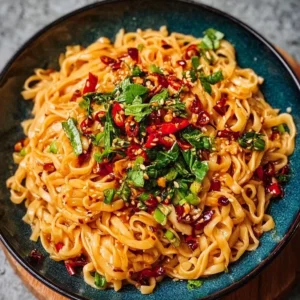 Irresistible Peanut Chilli Oil Noodles Ready in 15 Minutes Delicious Peanut Chilli Oil Noodles served in a bowl with chili flakes and peanuts