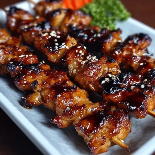 Japanese Chicken Yakitori Recipe Grilled Chicken Yakitori skewers garnished with green onions