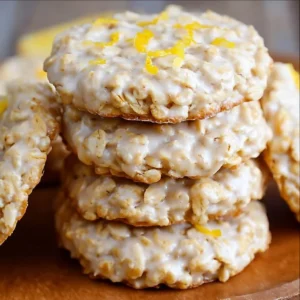 Lemon oatmeal no-bake cookies on a plate topped with lemon zest.