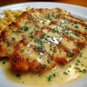 Delicious Longhorn Steakhouse Parmesan Chicken plated with herbs and garnish.