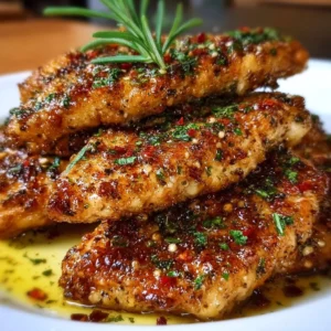 Plate of Mediterranean Chicken Tenders with colorful herbs and spices