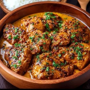 Delicious Cowboy Butter Chicken served with herbs and spices
