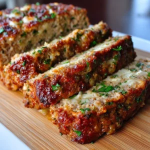 Mouthwatering Garlic Parmesan Meatloaf Recipe – Easy Comfort Food Dinner Idea Delicious Garlic Parmesan Meatloaf served with herbs and sides
