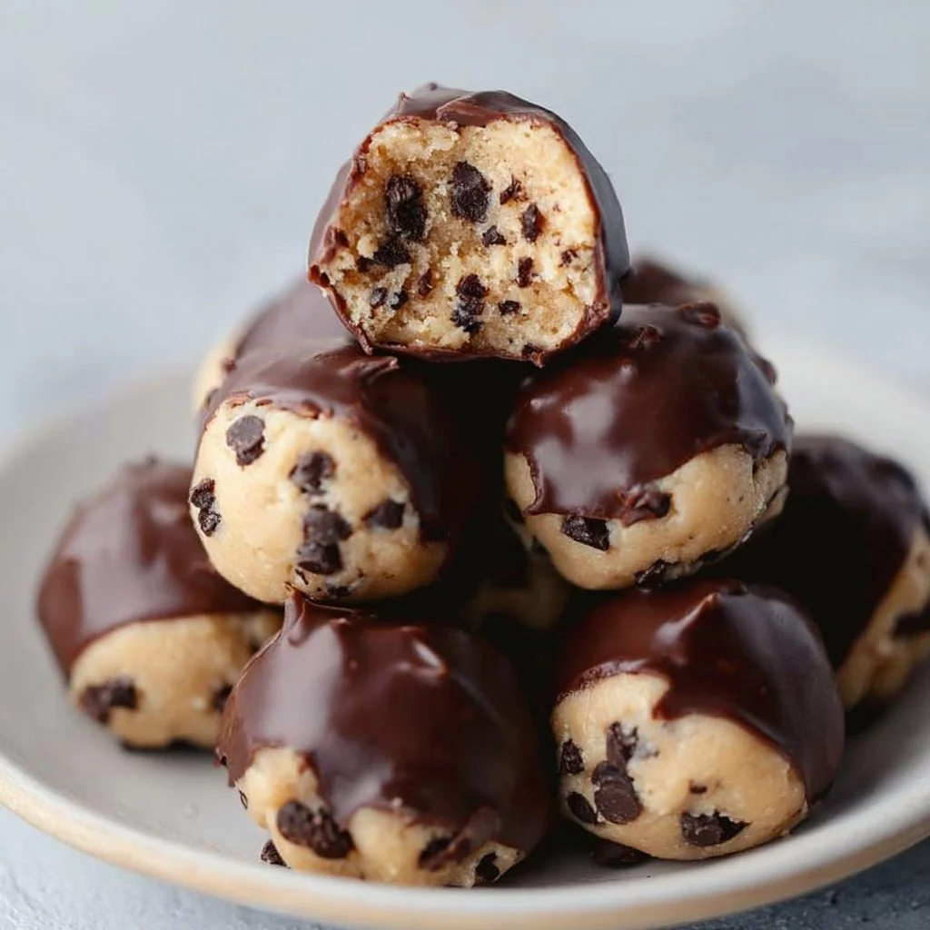 No-Bake Cookie Dough Bites made with chocolate chips and healthy ingredients