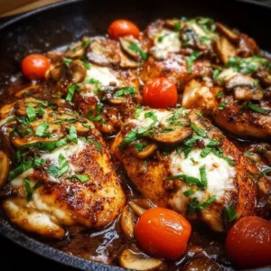 One-Pan Balsamic Chicken served with vegetables on a plate
