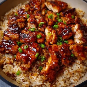 One-Pan Bold Honey BBQ Chicken Rice dish with vibrant colors and flavors