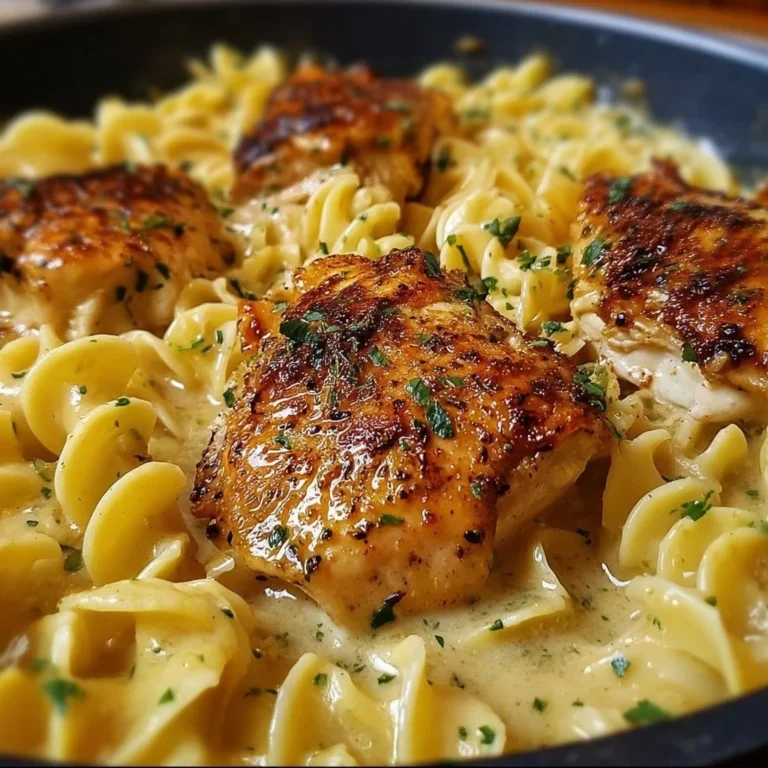 Delicious One-Pan Chicken served with Buttered Noodles for a quick meal