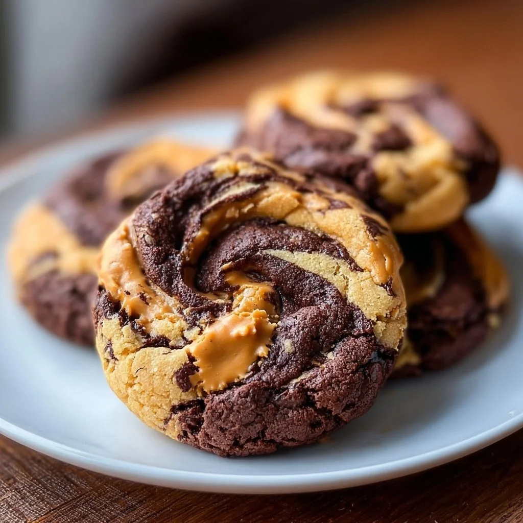 Peanut Butter Brownie Swirl Cookies with rich chocolate and peanut butter mixture