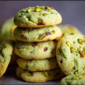 Deliciously baked pistachio pudding cookies on a plate