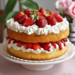 Delicious quick strawberry shortcake made with box cake mix and fresh strawberries.