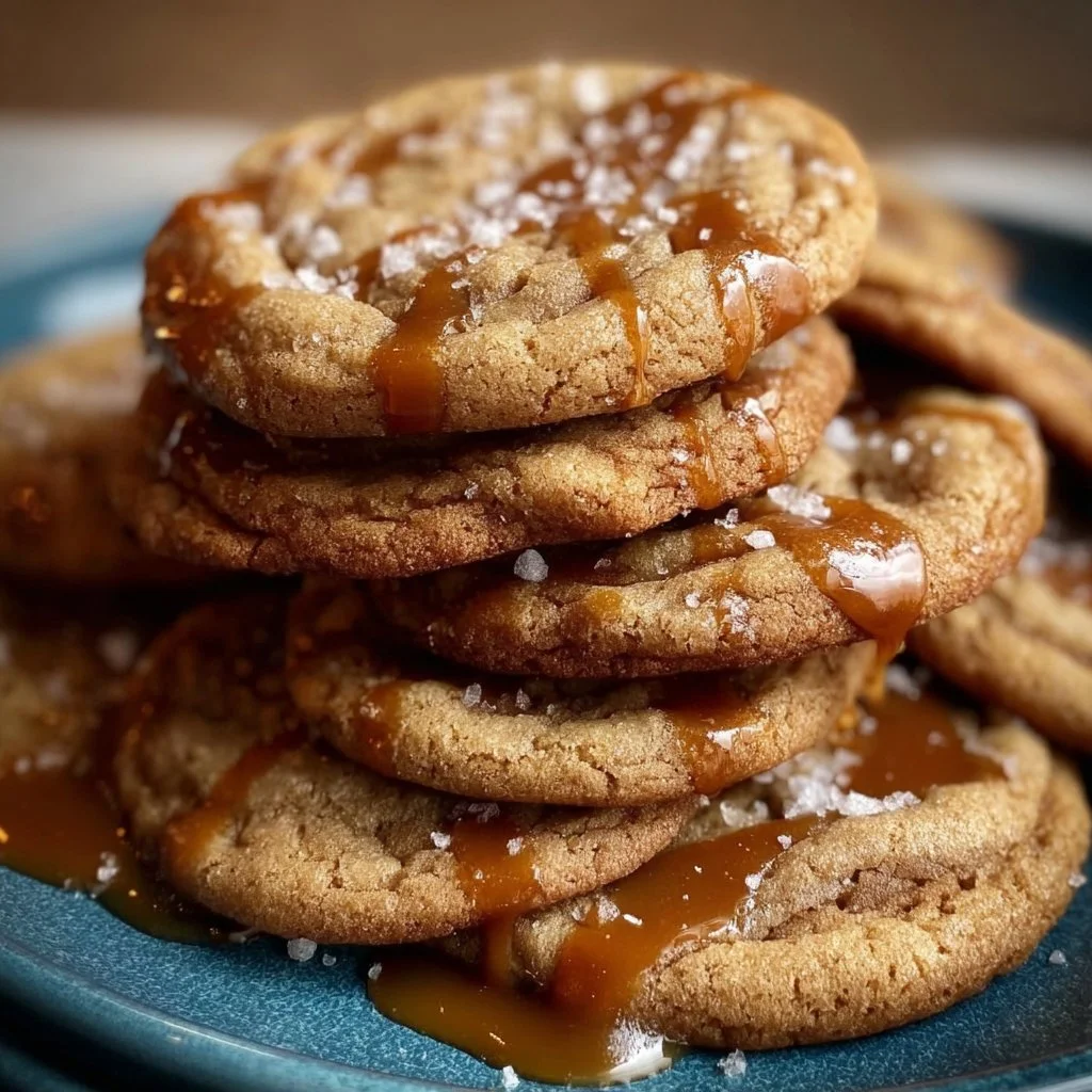 Delicious homemade salted caramel cookie on a plate