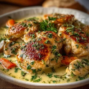 Irish Chicken in Whiskey Cream Sauce served on a cozy dinner table