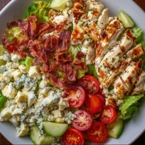 Savory BLT Chicken Salad with crispy bacon, lettuce, tomatoes, and chicken