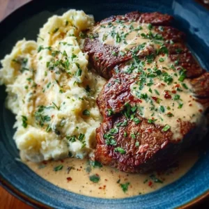 Savory Gaelic Irish Steaks served with whiskey cream sauce and colcannon.