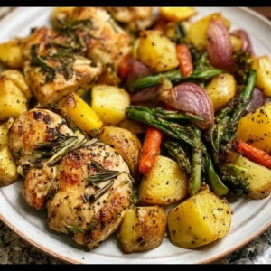 Sheet Pan Lemon Herb Chicken with colorful vegetables ready to bake