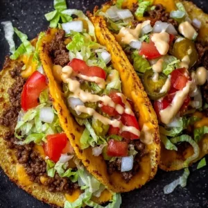 Delicious Smash Burger Tacos served with toppings and sauces.