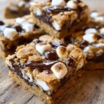 Delicious S'mores Cookie Bars with chocolate and marshmallows
