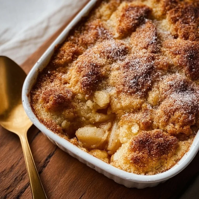 Delicious snickerdoodle apple cobbler topped with cinnamon sugar