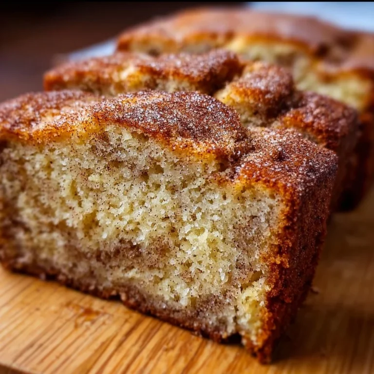 Delicious slice of snickerdoodle banana bread with cinnamon dusting
