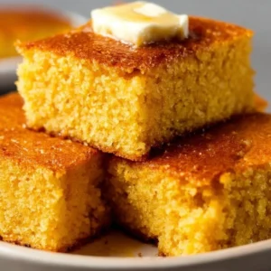 Delicious Southern Sweet Cornbread served in a rustic setting.