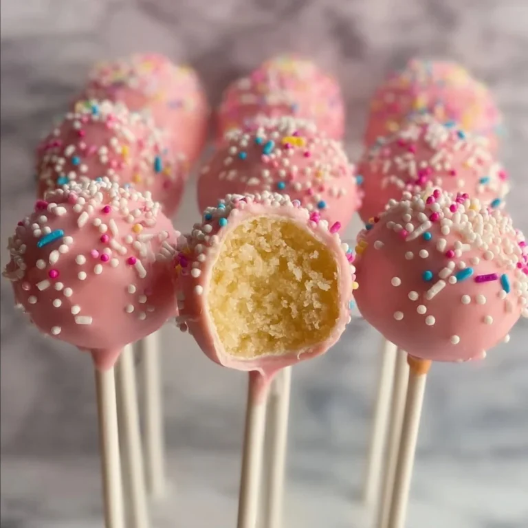 Starbucks copycat birthday cake pops with sprinkles and colorful decorations