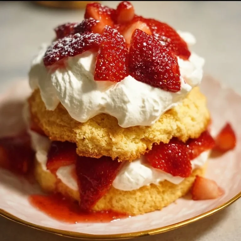 Homemade Strawberry Shortcake dessert with fresh strawberries and whipped cream