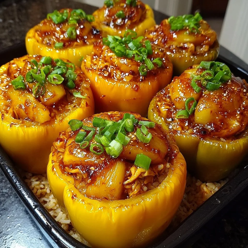 Delicious Teriyaki Pineapple Chicken and Rice Stuffed Peppers