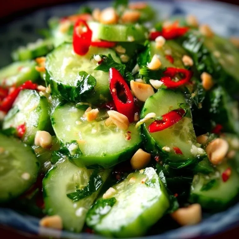 Fresh and vibrant Thai cucumber salad with herbs and spices