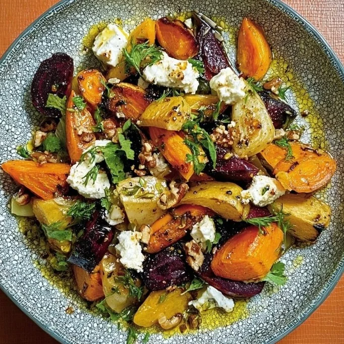 Warm Salad of Root Vegetables with Goat’s Cheese