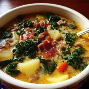 Delicious bowl of Tuscan Soup inspired by Olive Garden recipes