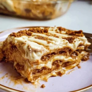 Delicious Ultimate Speculoos Lasagne layered with creamy and spiced flavors