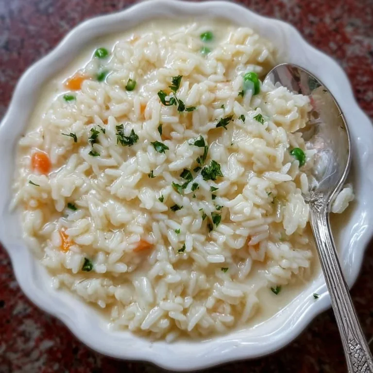 Bowl of 5 Ingredient Souper Rice dish garnished with fresh herbs.