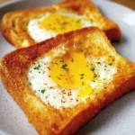 Delicious air fryer egg toast topped with herbs and spices