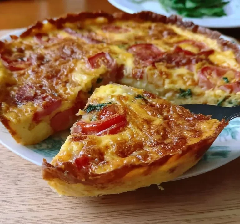 Ham, Cheese & Tomato Quiche made in an air fryer for a quick and tasty meal