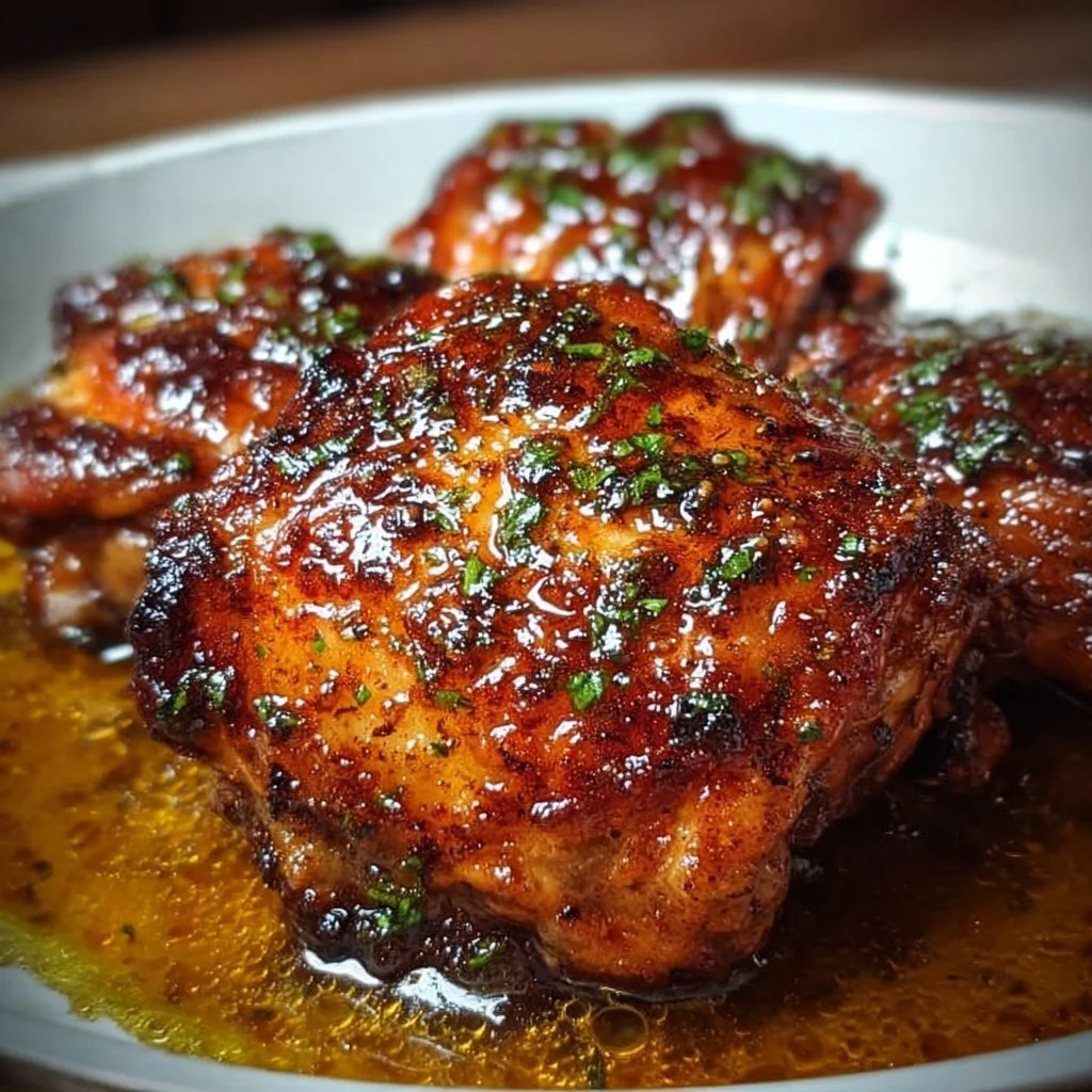 1-pan brown sugar garlic chicken thighs recipe with vibrant flavors