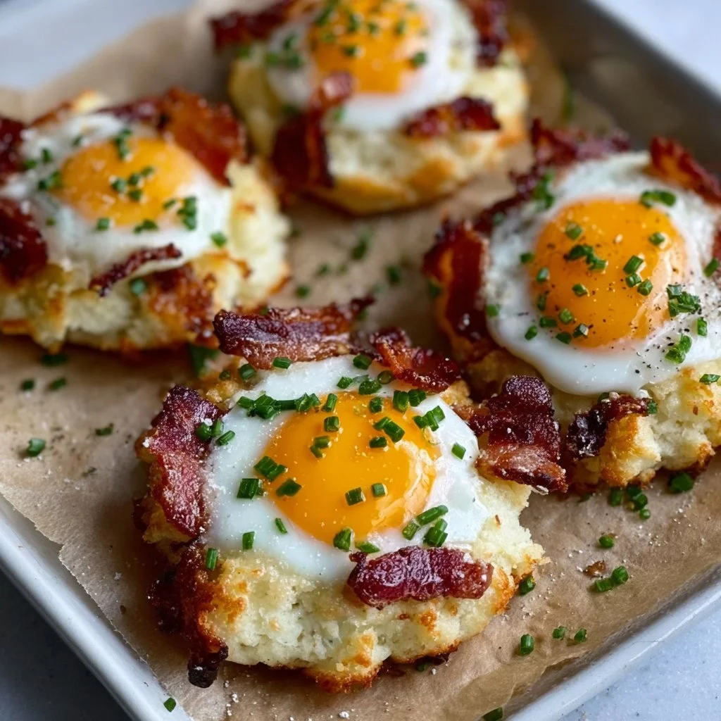 Delicious Bacon Parmesan and Chive Egg Clouds, fluffy and light breakfast dish