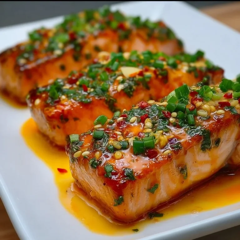 Bang Bang Salmon dish garnished with herbs and spices