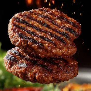 Barbecue minced steak Delicious barbecue minced steak sizzling on the grill