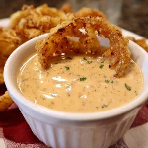 Delicious Blooming Onion Sauce served with crispy onion petals