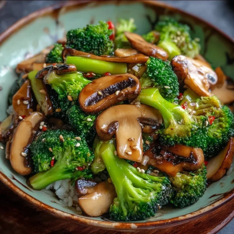 Delicious broccoli and mushroom stir fry served in a bowl