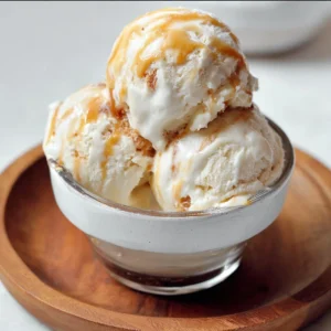 Delicious Caramel Cheesecake Ice Cream with creamy texture and caramel swirls