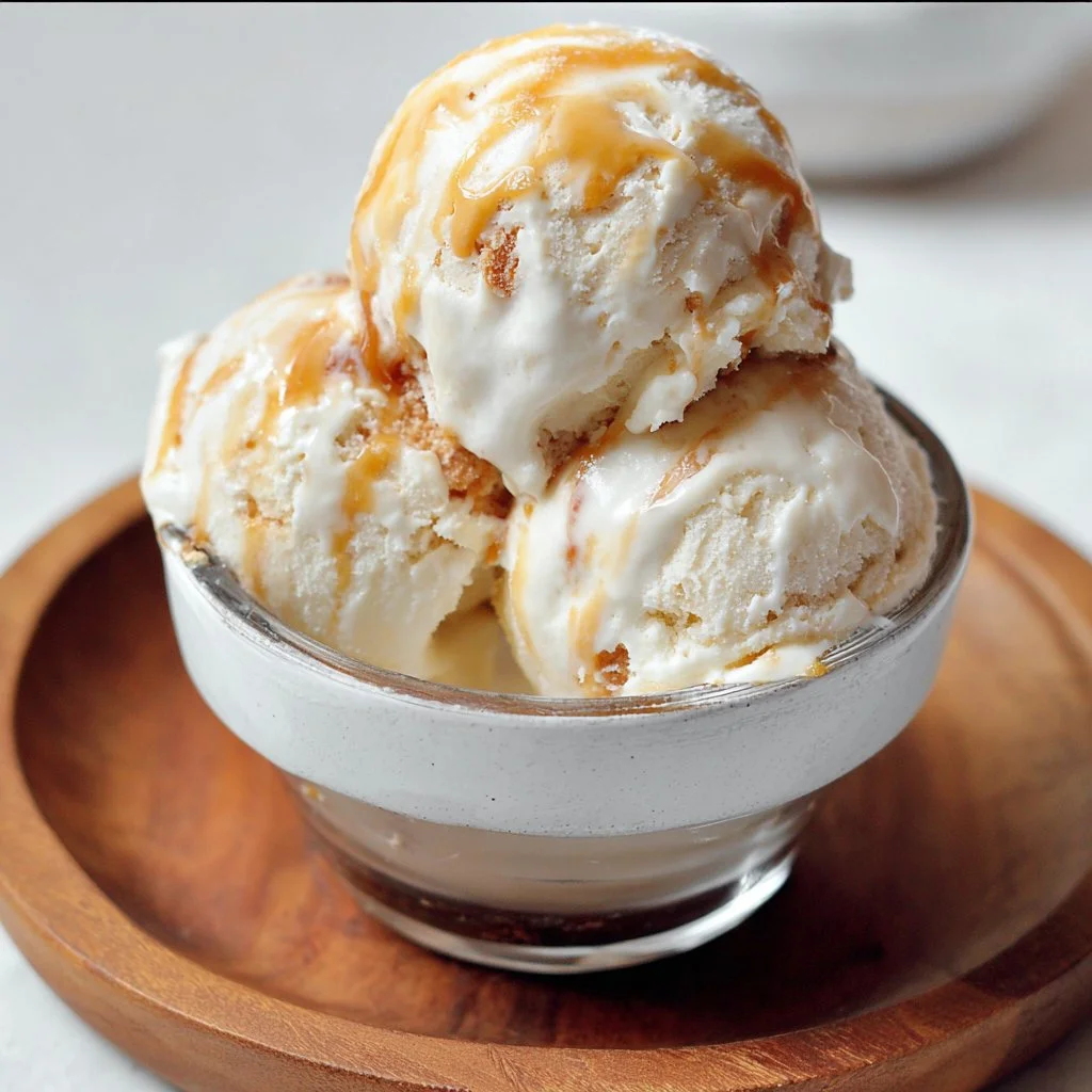 Delicious Caramel Cheesecake Ice Cream with creamy texture and caramel swirls