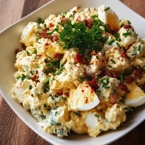 Delicious Carnivore Egg Salad with creamy dressing and fresh herbs
