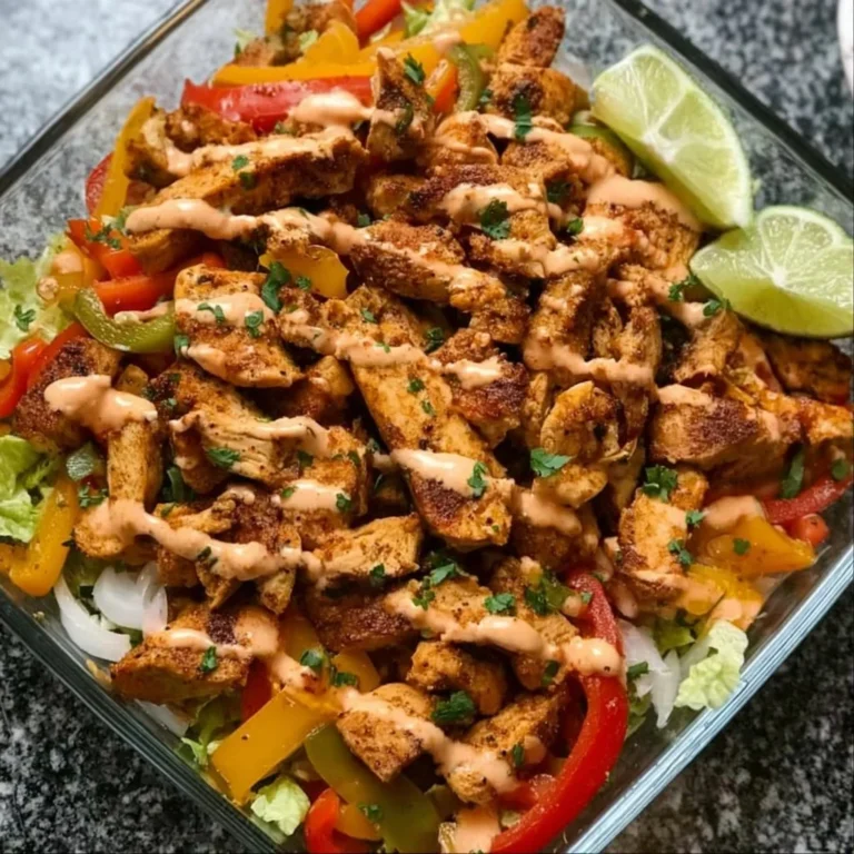 Delicious chicken fajita leftovers served with colorful vegetables.